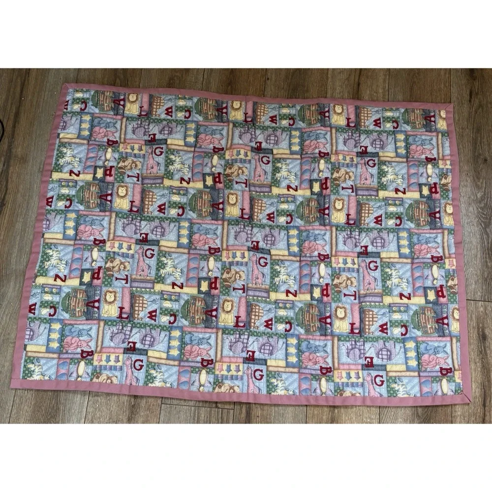 Handmade Quilt Crib Animal Alphabet Heart Star Nursery Wall Decor‎ Patchwork Lap